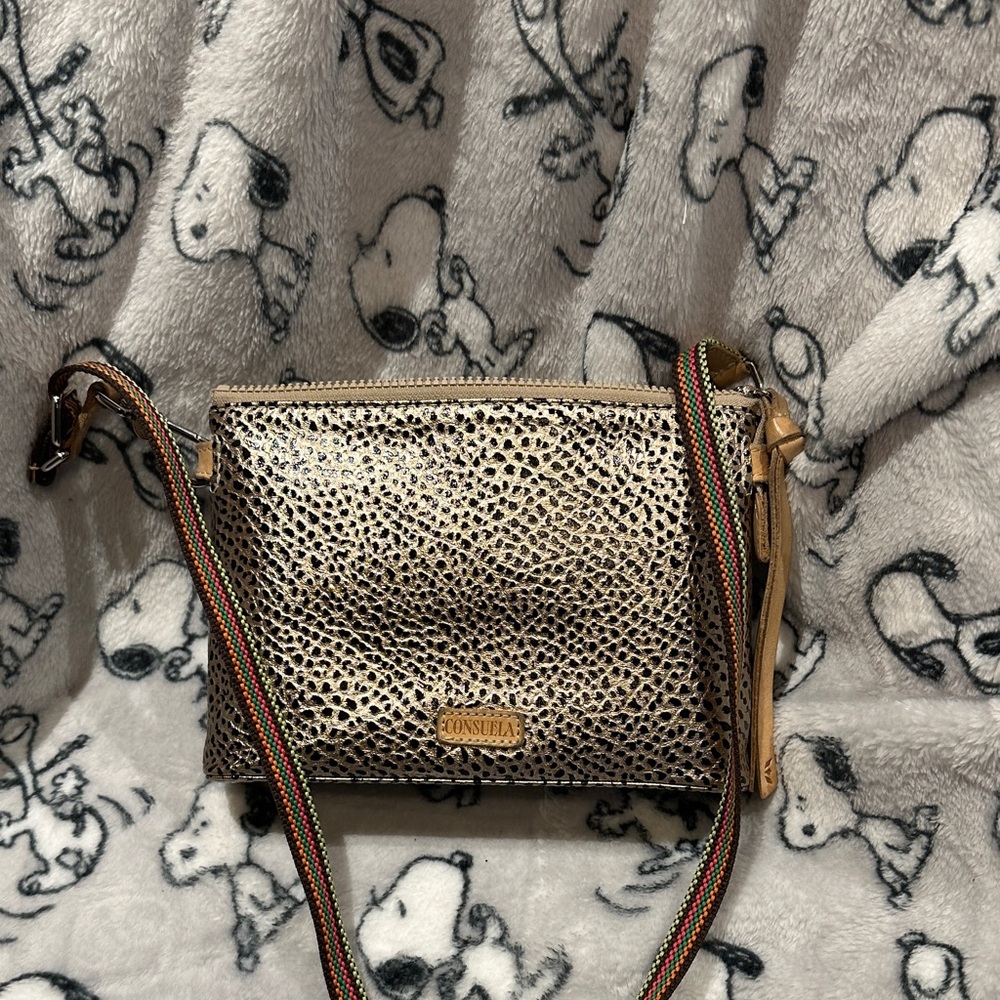 Consuela Textured Gold Crossbody Bag